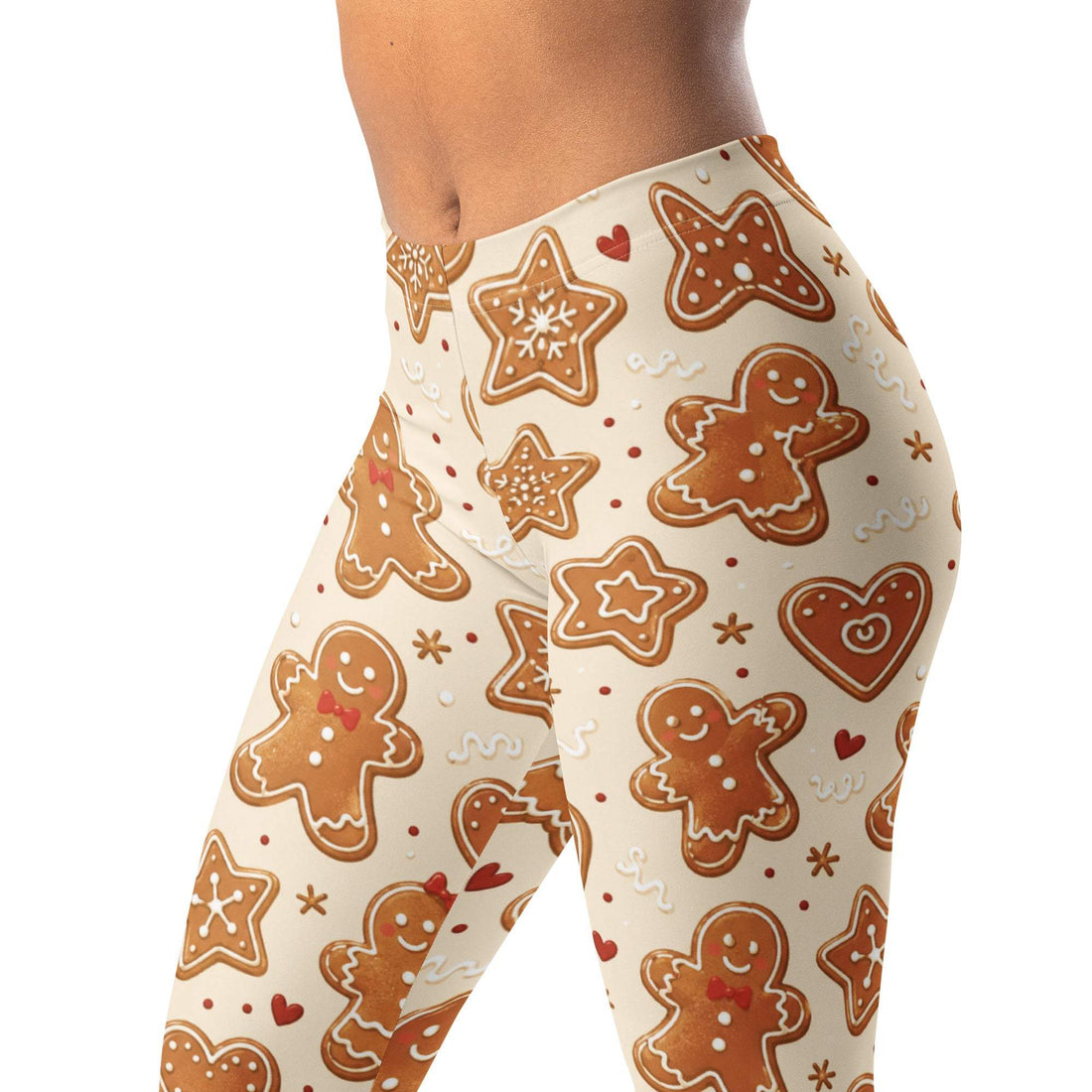 Gingerbread Doodle Leggings with Cookies, Hearts, Stars, and Icing Lines