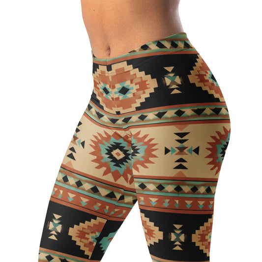 Aztec Sunstone Stripe Leggings with Seamless Pattern and Four-Way Stretch