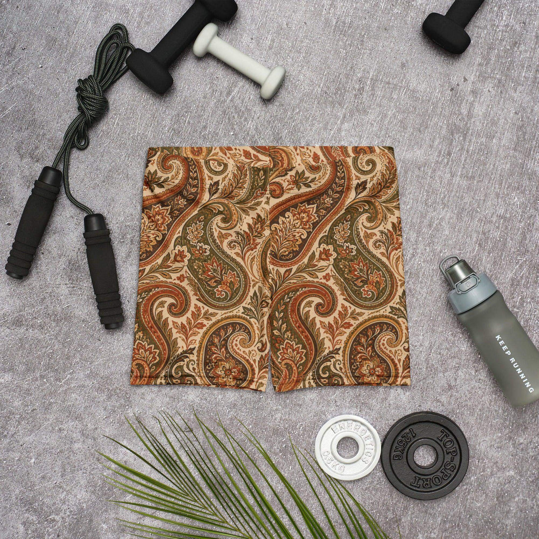 Earthy Paisley Biker Shorts with Boho Swirl Design