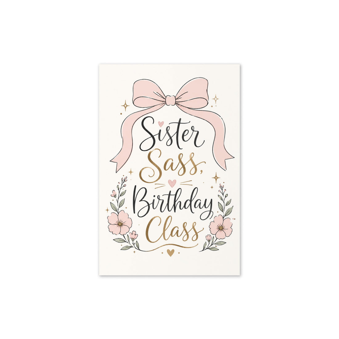 Sister Sass Birthday Card - Floral Charm and Glam Details