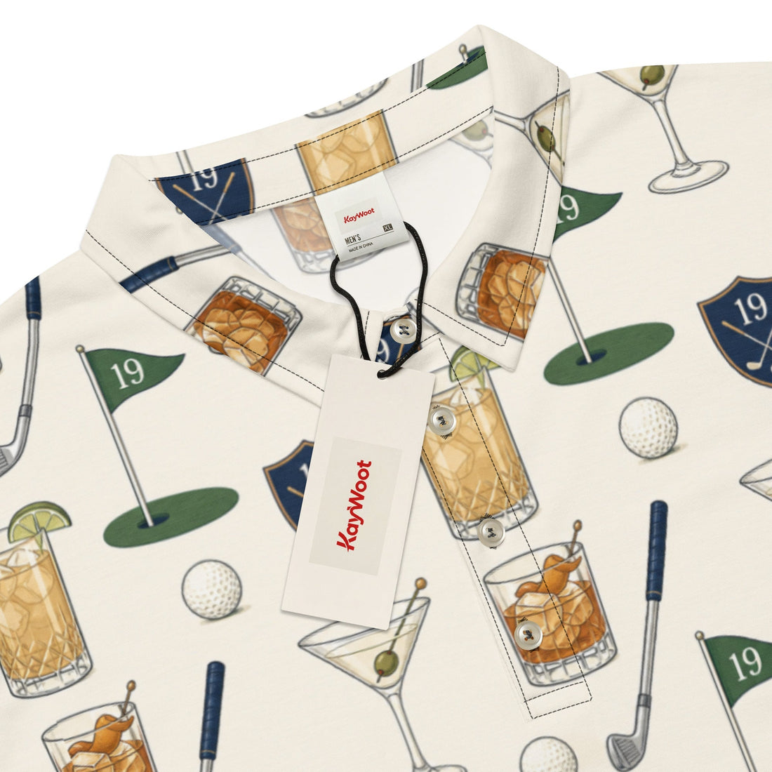 19th Hole Cocktail Icons Men's Slim Fit Polo for Golfers