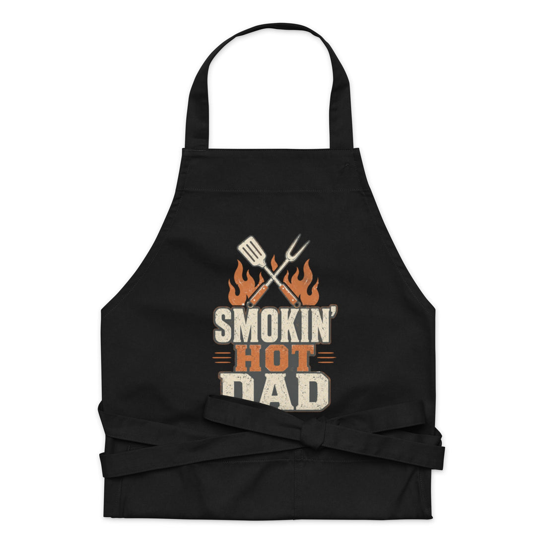 Smokin’ Hot Dad BBQ Grilling Dad Apron on organic cotton fabric
