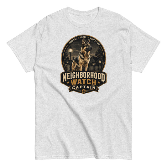 German Shepherd Neighborhood Watch Captain T-Shirt Front View