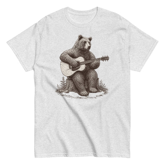 Vintage Bear Acoustic Guitar Woodland Music T-Shirt