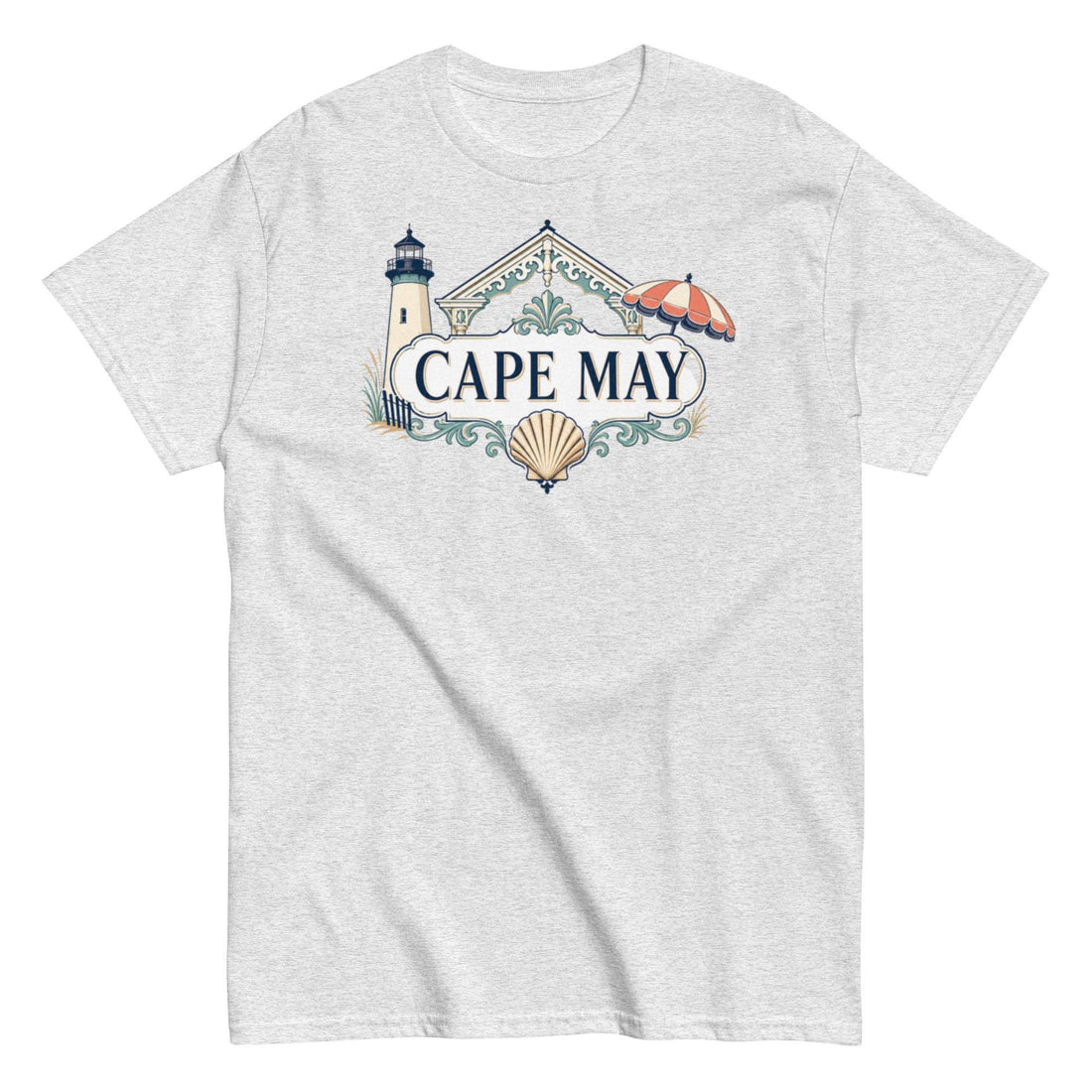 Cape May Victorian Coastal T-Shirt in ash color front view