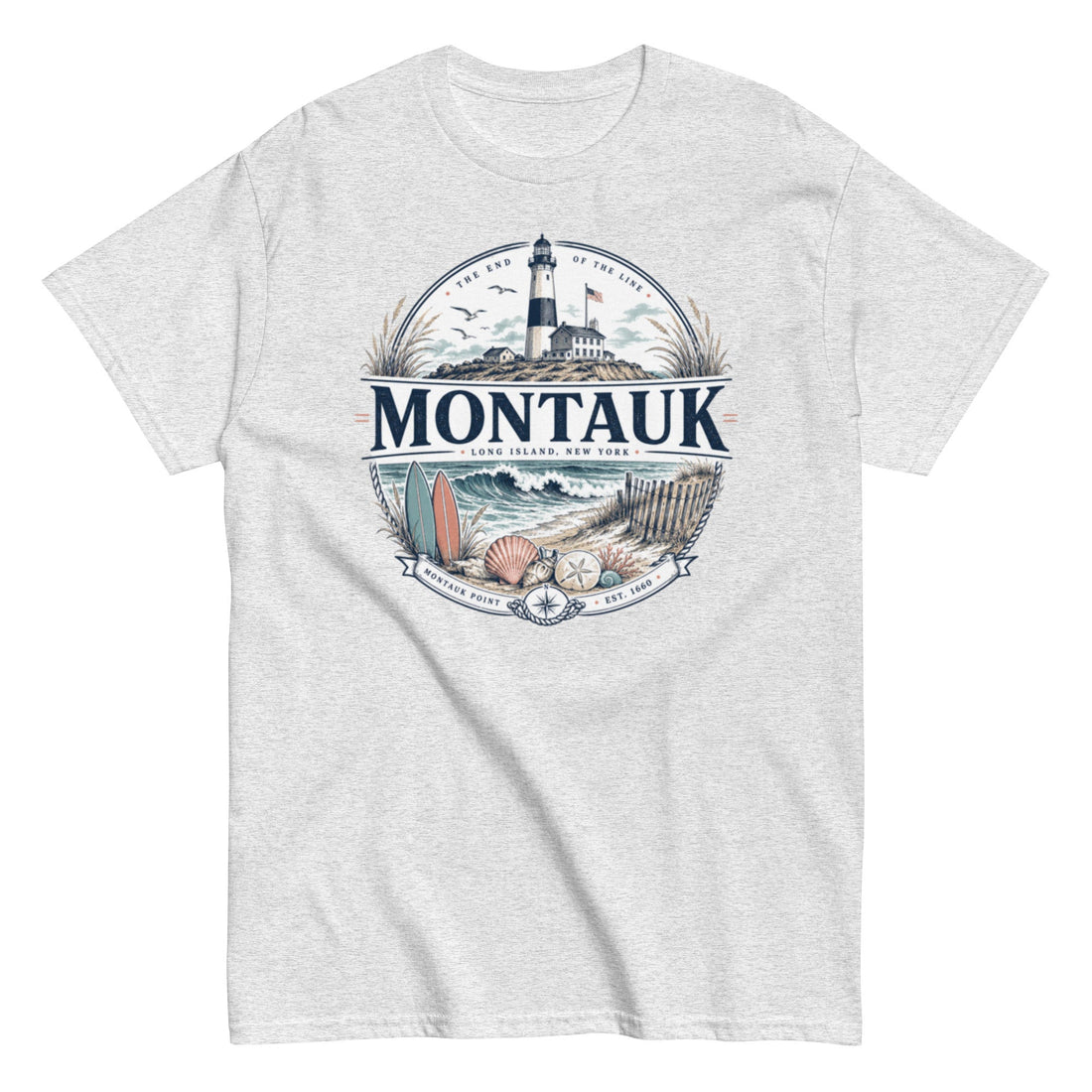 Montauk Point Coastal T-Shirt with Rugged East Coast Design