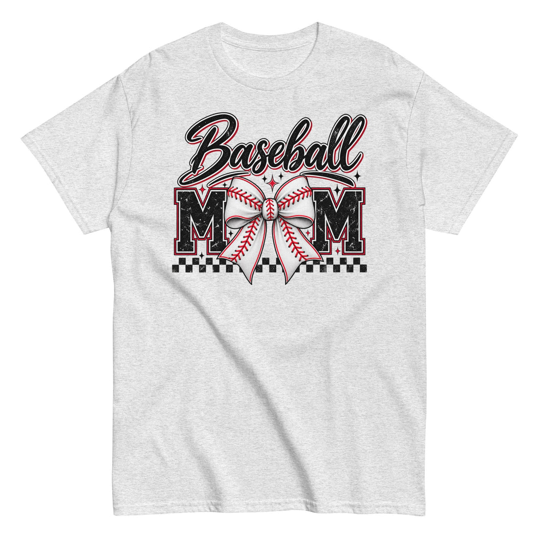 Baseball Mom Bow Baseball Mom Tee in Ash