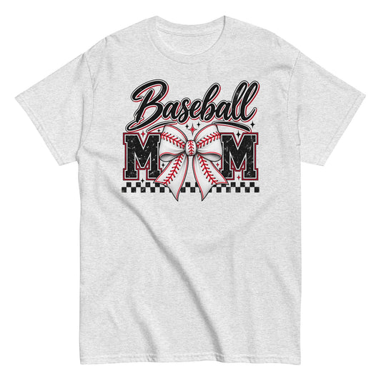 Baseball Mom Bow Baseball Mom Tee in Ash