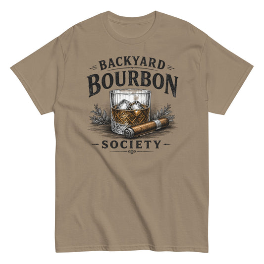 Backyard Bourbon Society – Cigar and Whiskey T-Shirt for Classic Streetwear