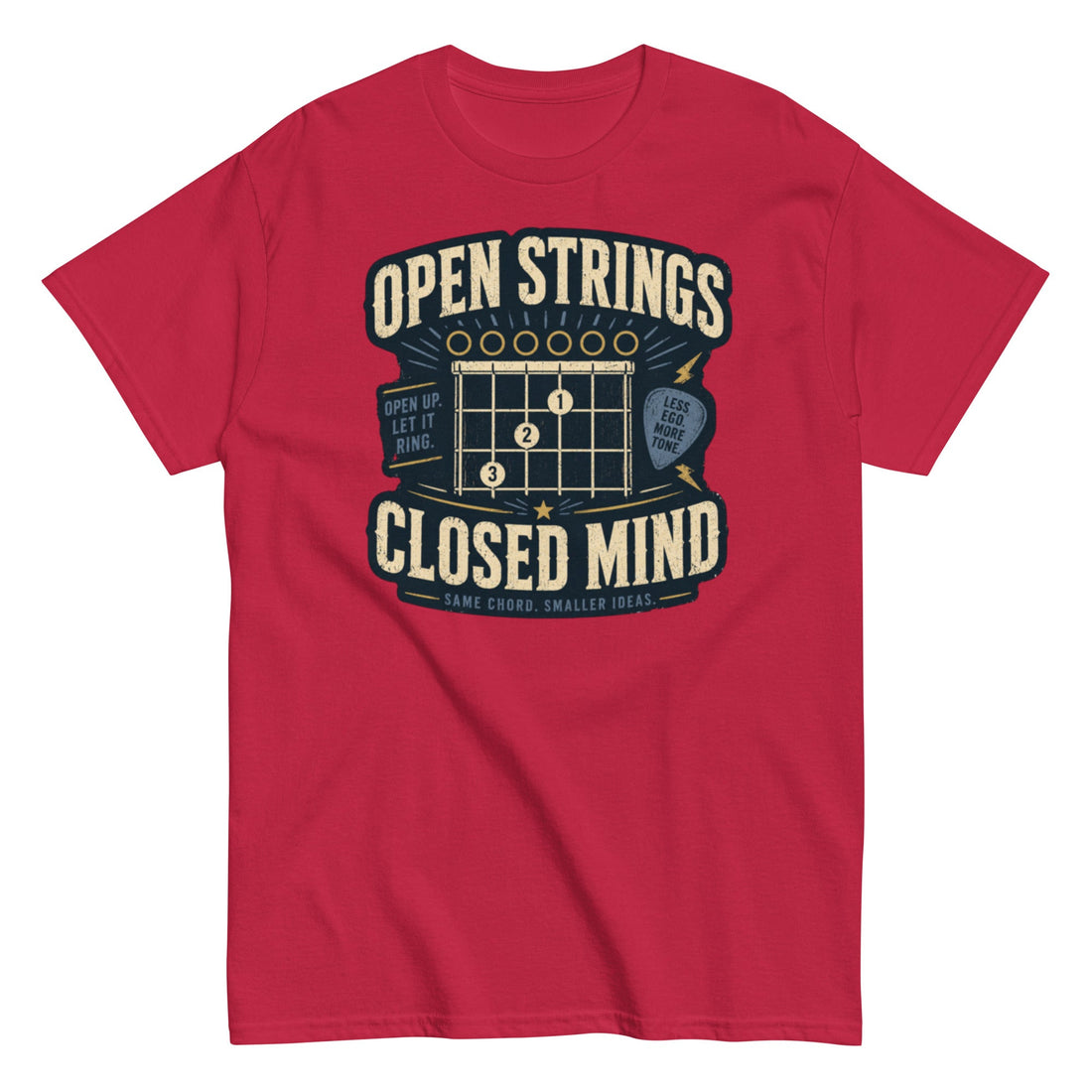Open Strings Closed Mind Guitar T-Shirt