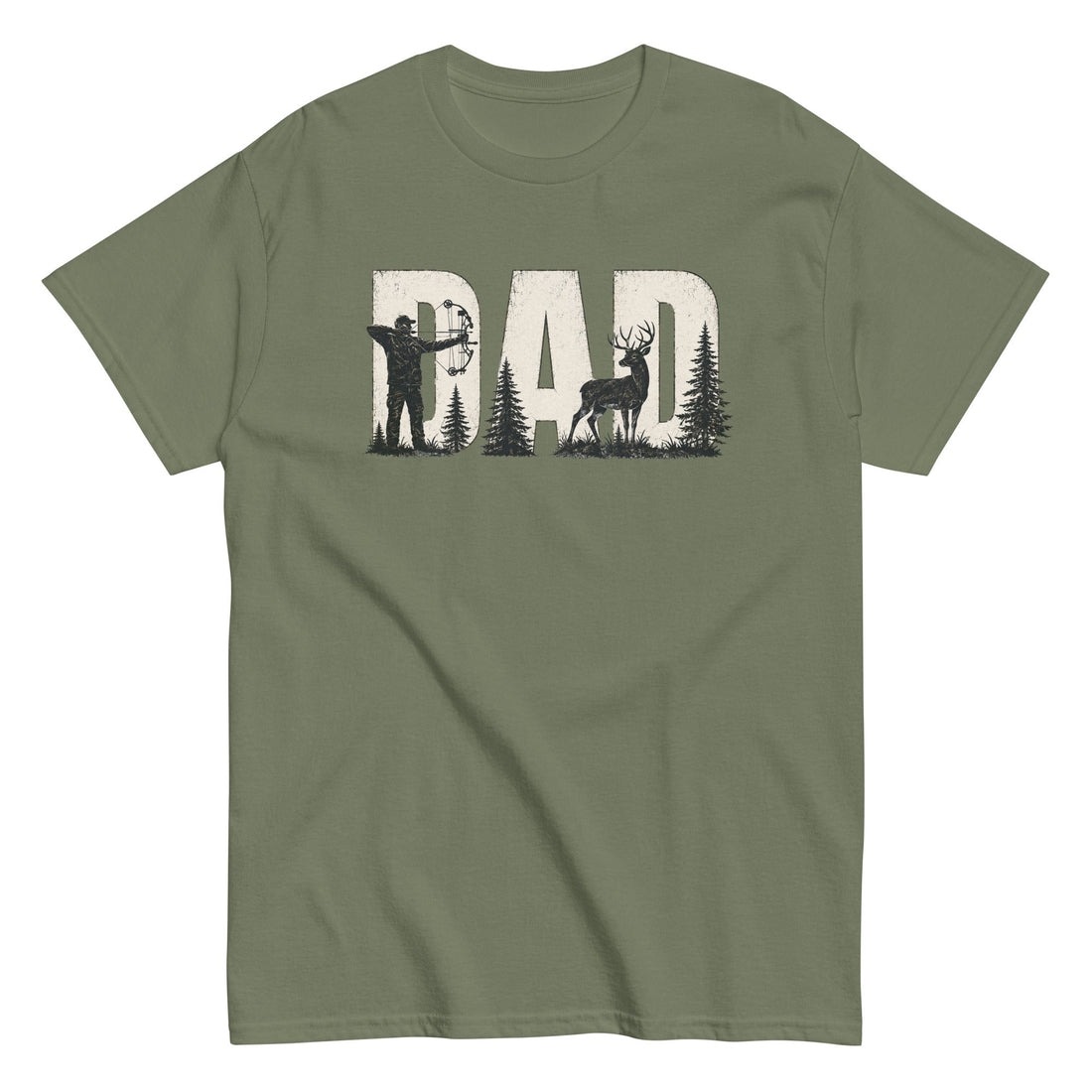 Bowhunting DAD Silhouettes Hunting Dad Tee in military green