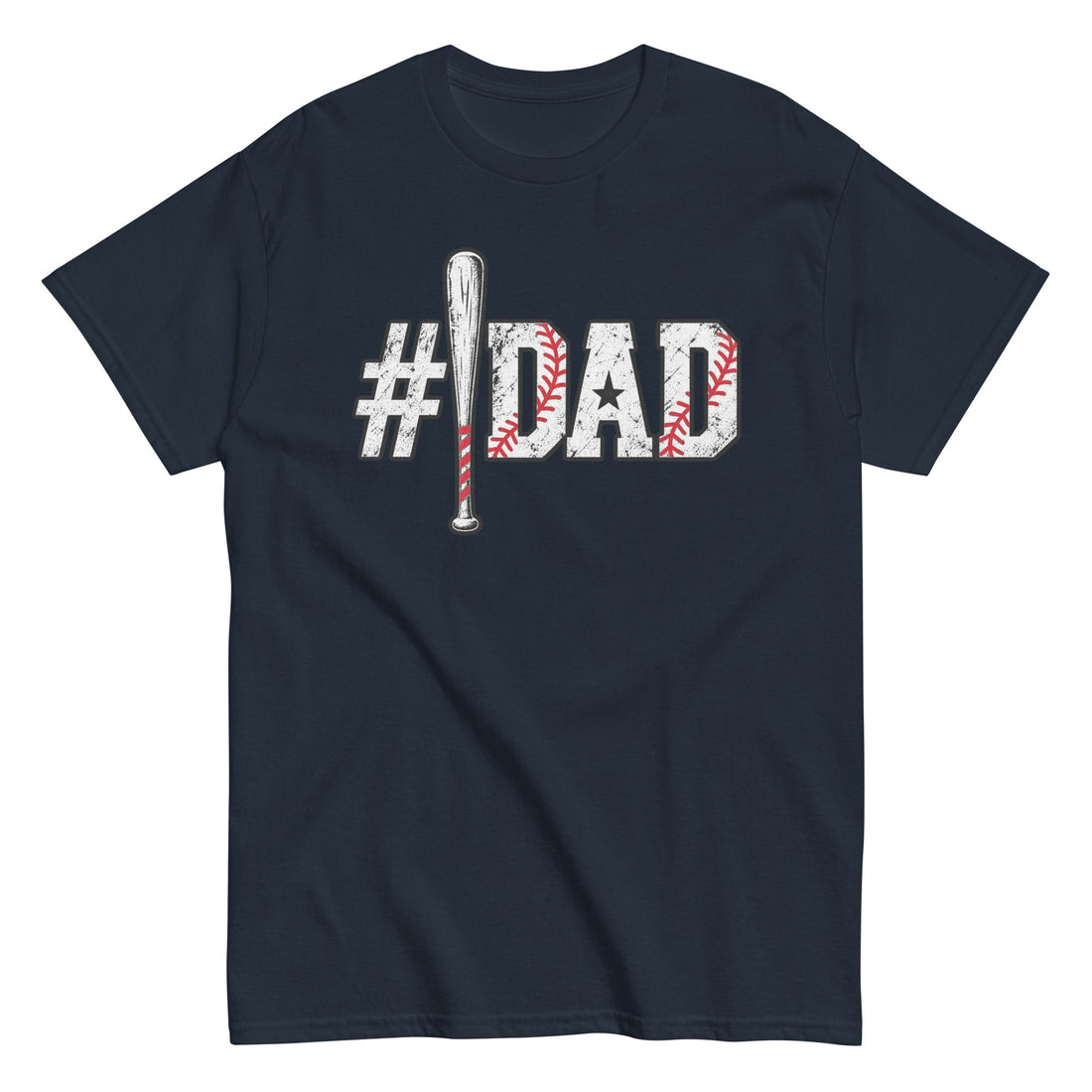 Number One Baseball Dad Tee with Bold #1 DAD Design in Navy