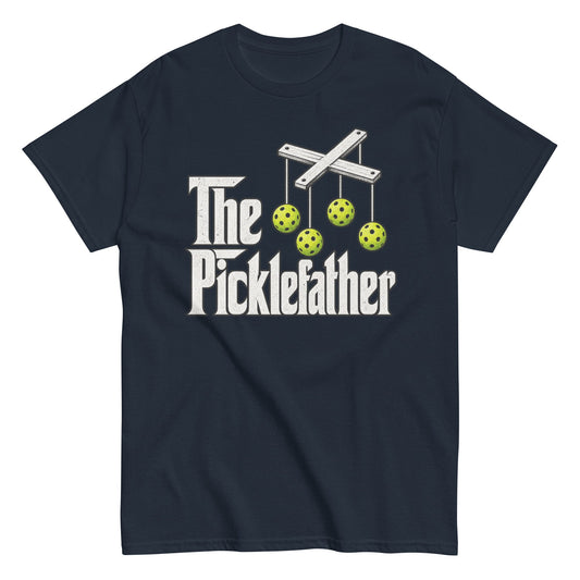 The Picklefather Pickleball Dad navy tee front view