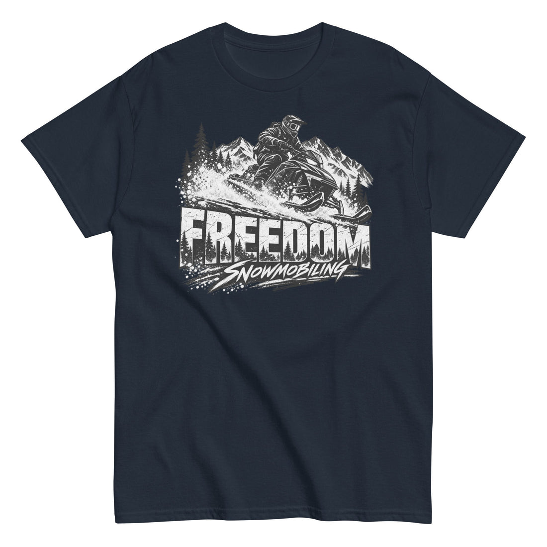 Freedom Snowmobiling Unisex Tee in Navy Front View