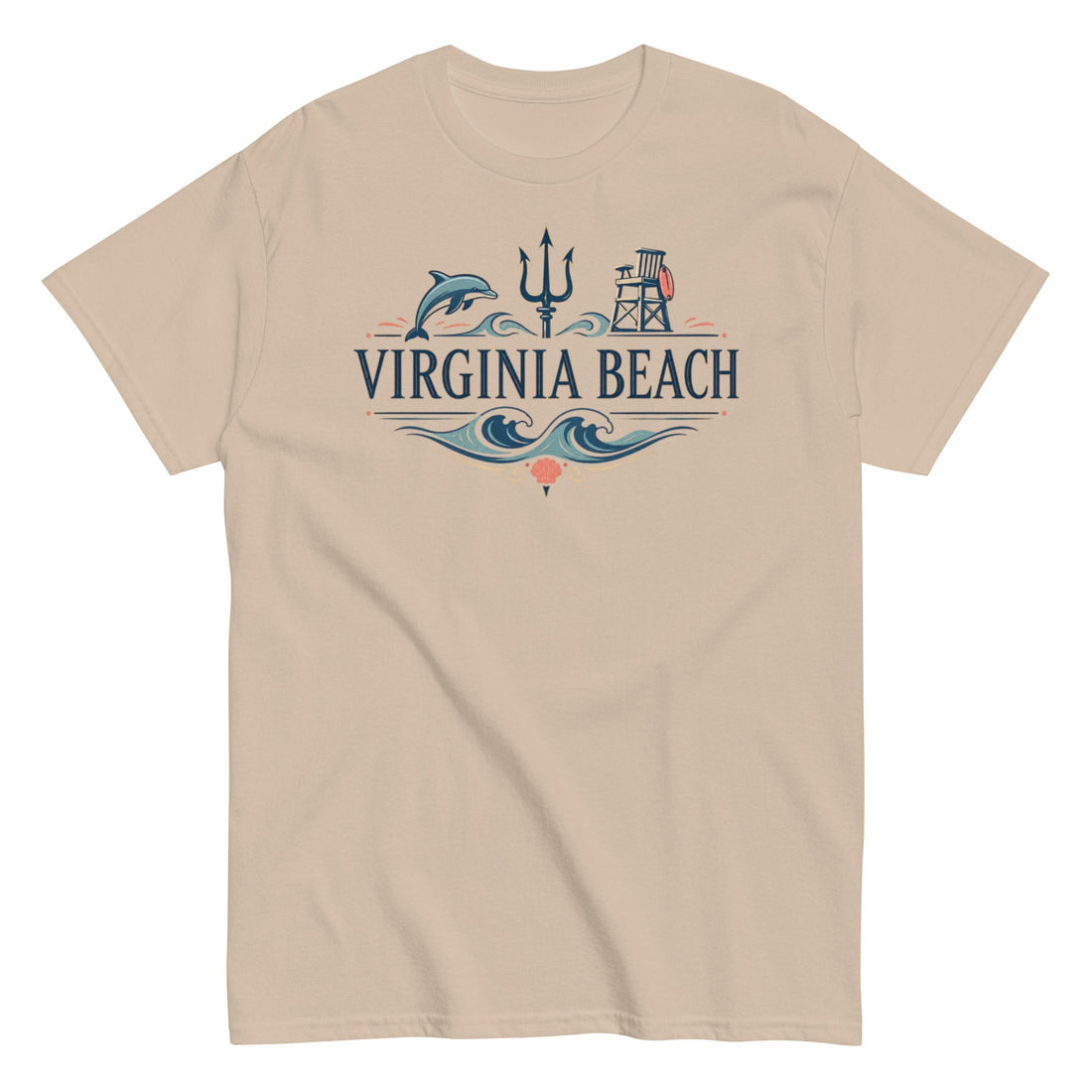 Virginia Beach Neptune Coastal T-Shirt with Clean Beach Design