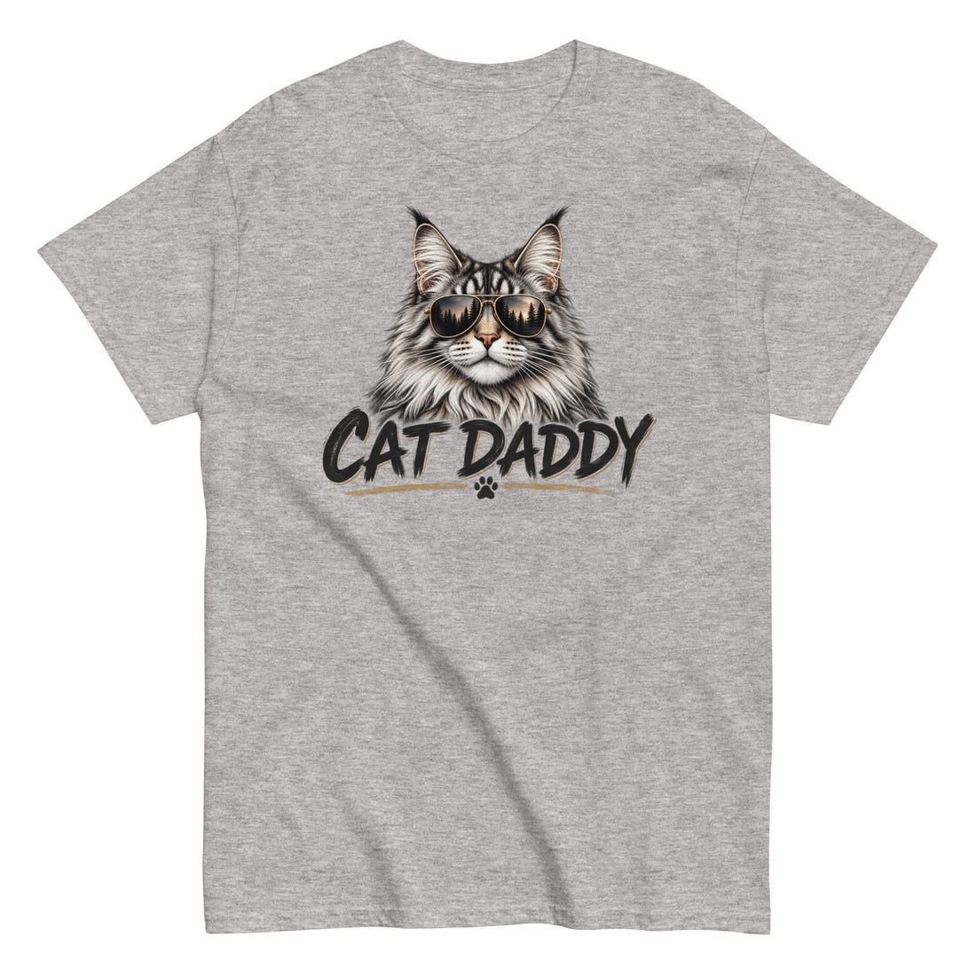 Cat Daddy Maine Coon Lover Tee for Proud Cat Dads in sport grey