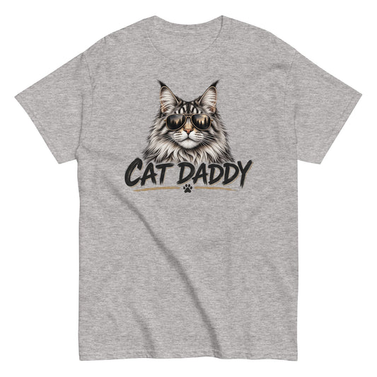 Cat Daddy Maine Coon Lover Tee for Proud Cat Dads in sport grey