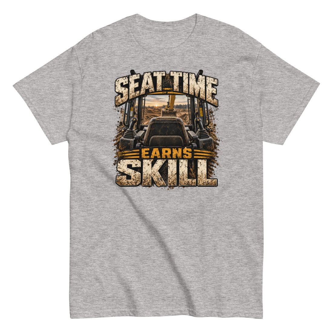 Seat Time Heavy Equipment Operator T-Shirt in sport grey