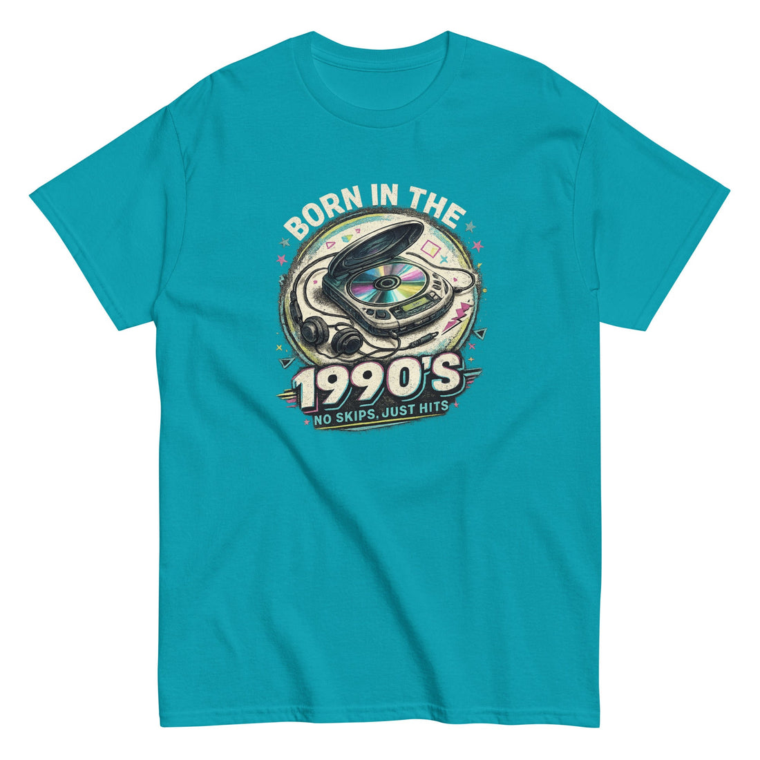 Portable CD Player - Born in the 1990’s Unisex Classic Tee in tropical blue