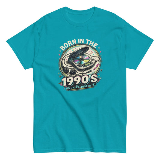 Portable CD Player - Born in the 1990’s Unisex Classic Tee in tropical blue