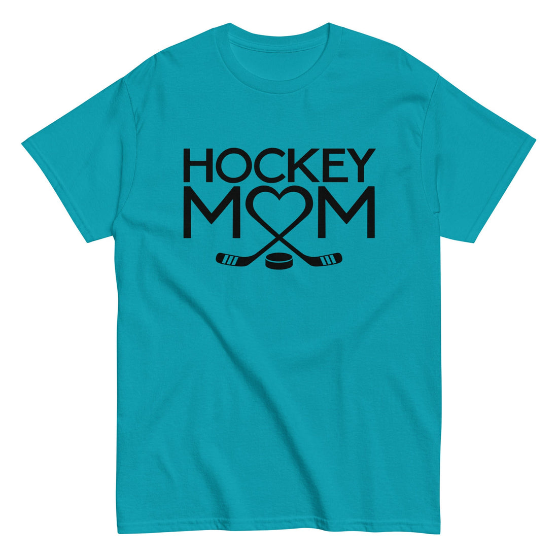 Hockey Mom with Sticks and Puck Feminine Hockey Mom Design Tee