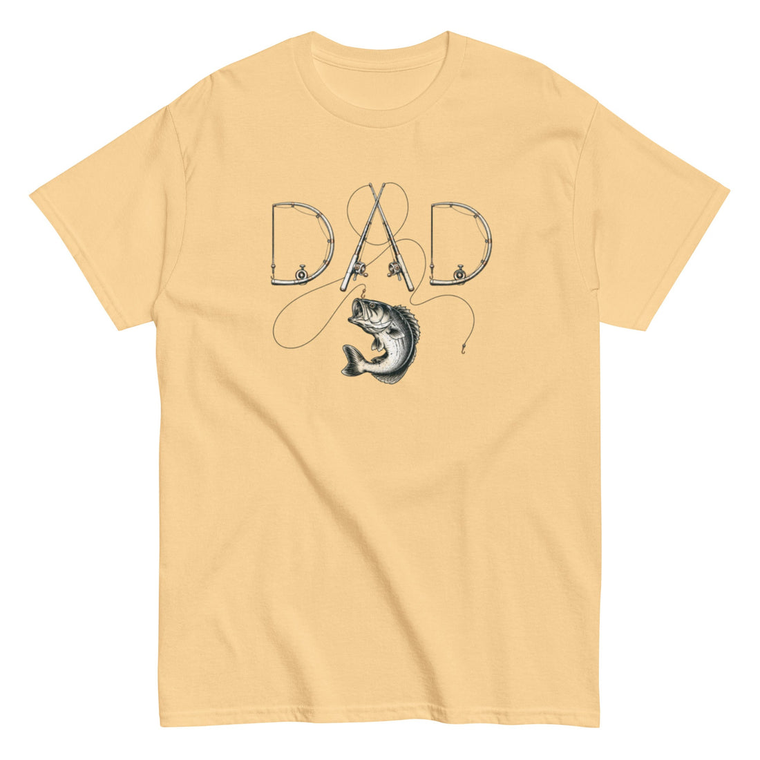 Fishing DAD Typography Tee for Passionate Fathers in Yellow Haze