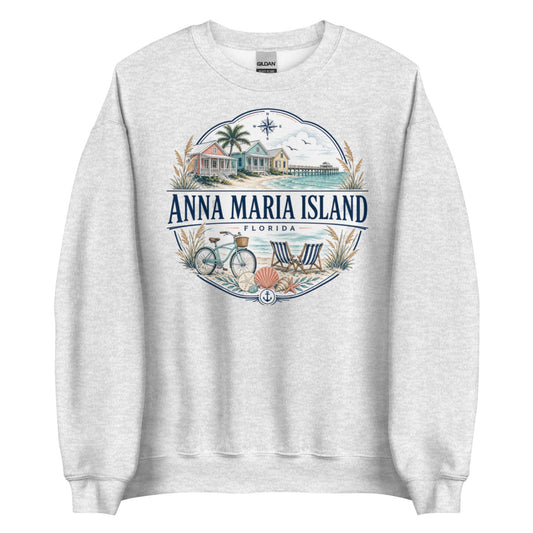 Anna Maria Island Florida Crewneck Sweatshirt with Pastel Beach Design