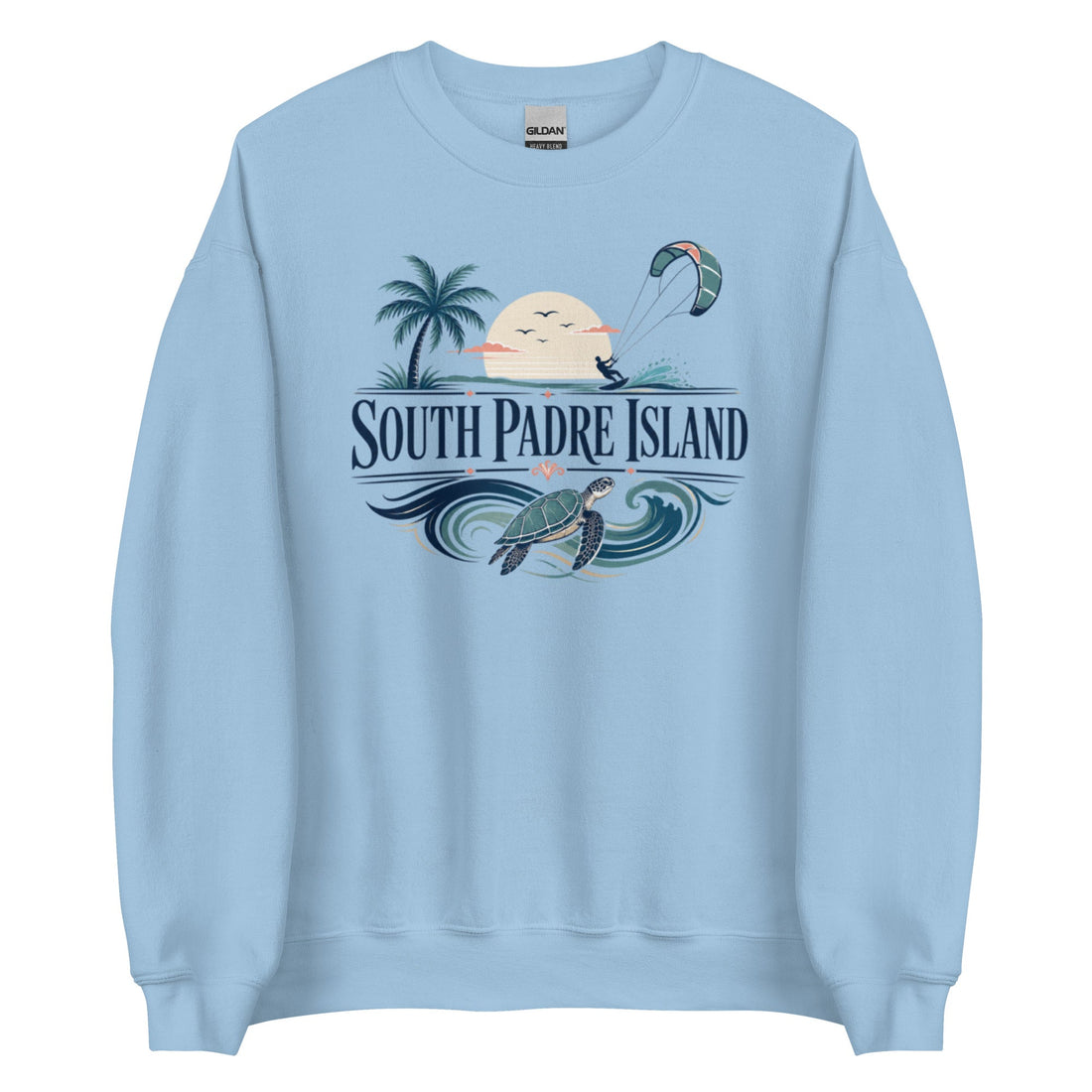 South Padre Island Coastal Adventure Crewneck Sweatshirt with Island Design
