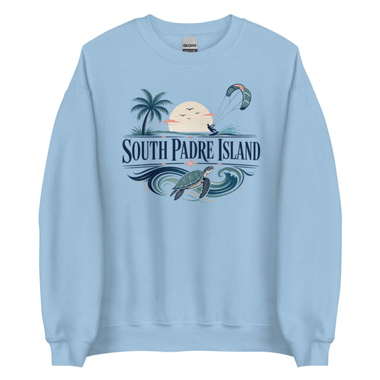 South Padre Island Coastal Adventure Crewneck Sweatshirt with Island Design