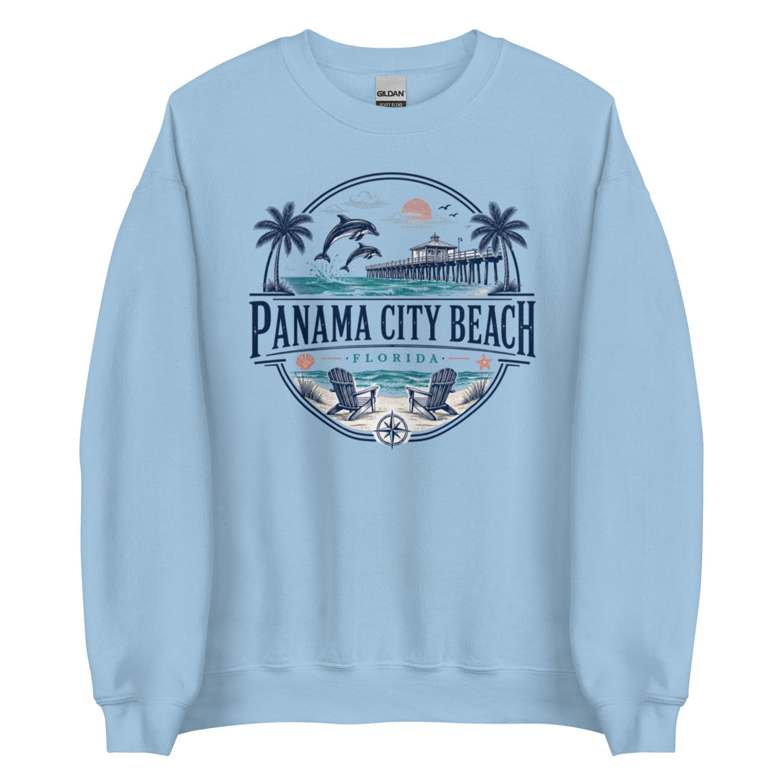 Panama City Beach Florida Crewneck Sweatshirt with Coastal Design