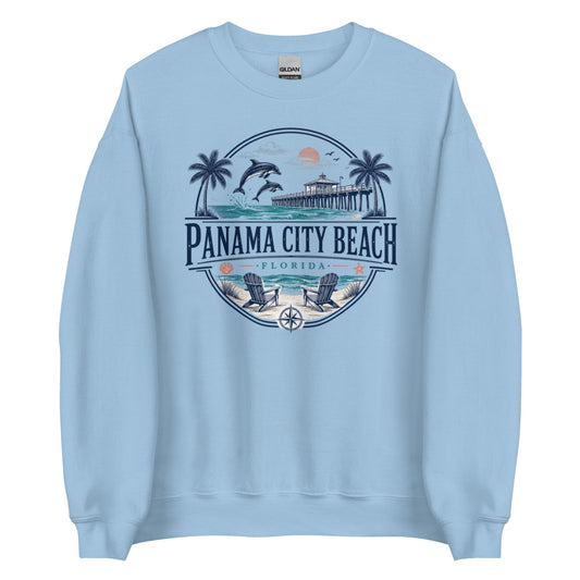 Panama City Beach Florida Crewneck Sweatshirt with Coastal Design
