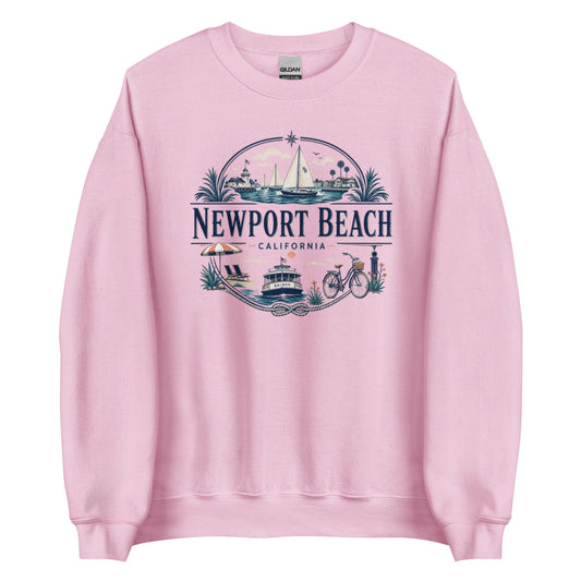 Newport Beach Harbor Coastal Crewneck Sweatshirt with Nautical Details