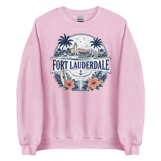 Fort Lauderdale Waterfront Crewneck Sweatshirt with Coastal Design