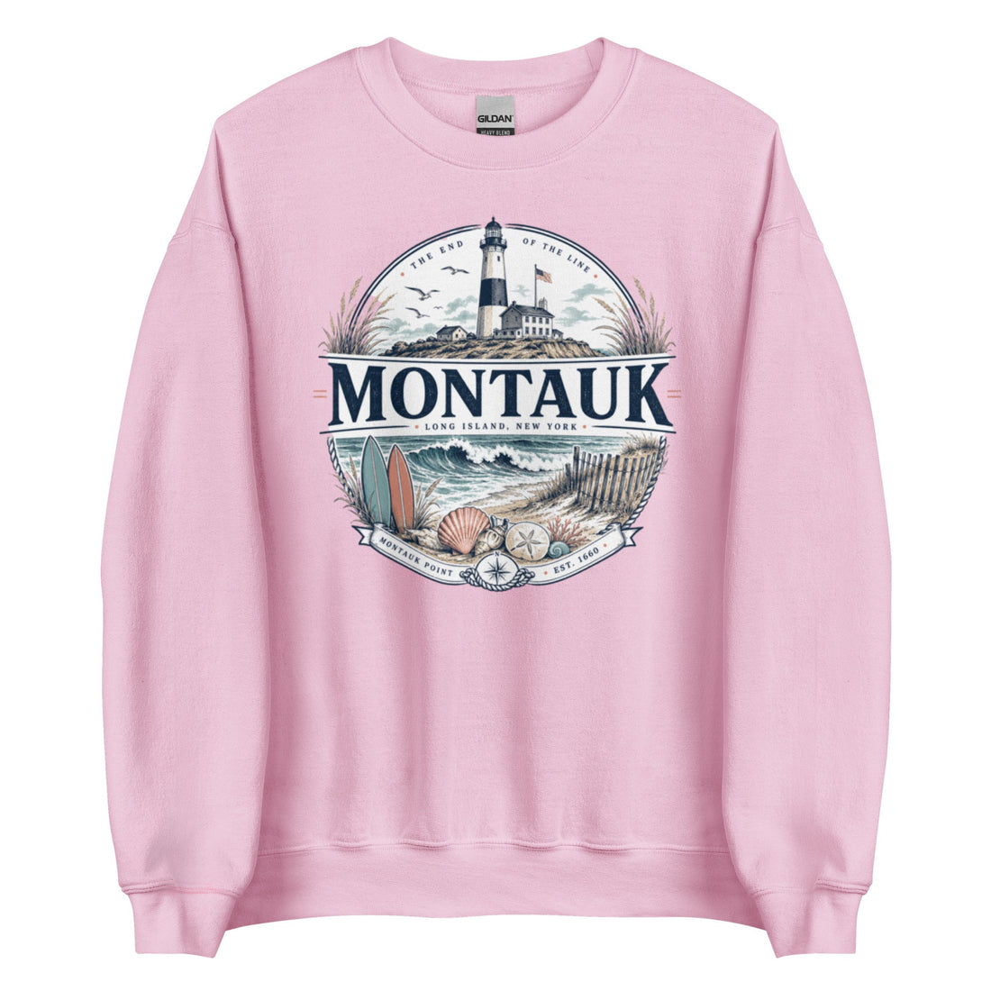 Montauk Point Coastal Crewneck Sweatshirt with Rugged East Coast Design
