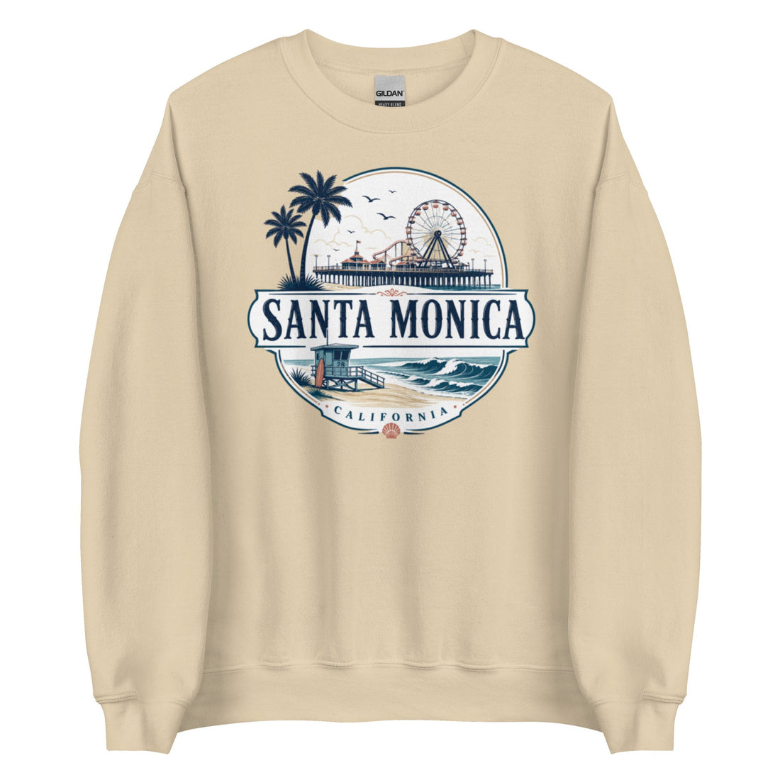 Santa Monica Pier Coastal Crewneck Sweatshirt with Classic Design