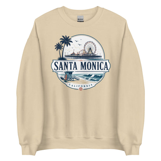 Santa Monica Pier Coastal Crewneck Sweatshirt with Classic Design
