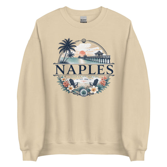 Naples Florida Gulf Coast Crewneck Sweatshirt with Upscale Coastal Design