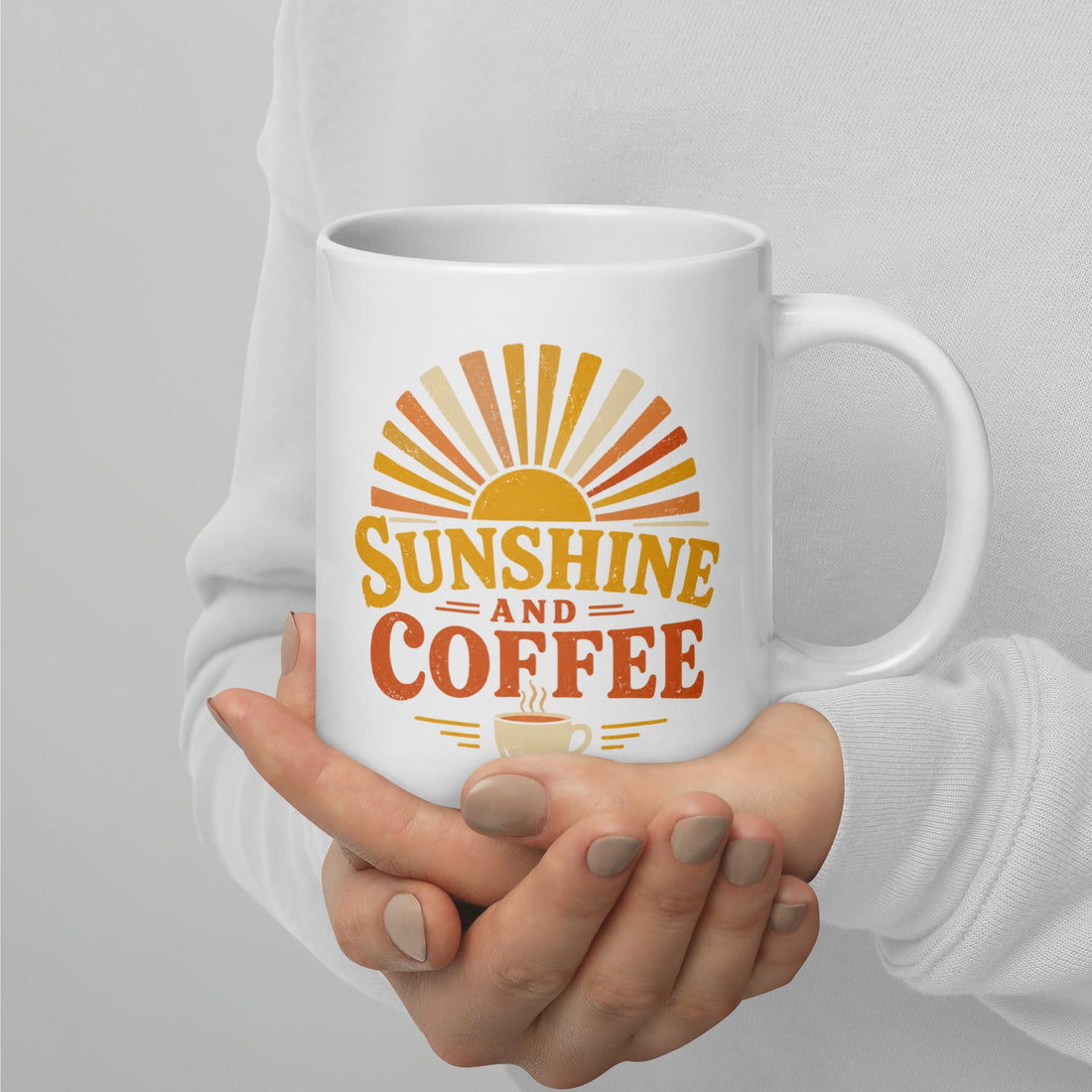 Sunshine and Coffee White Glossy Mug for Caffeine Lovers