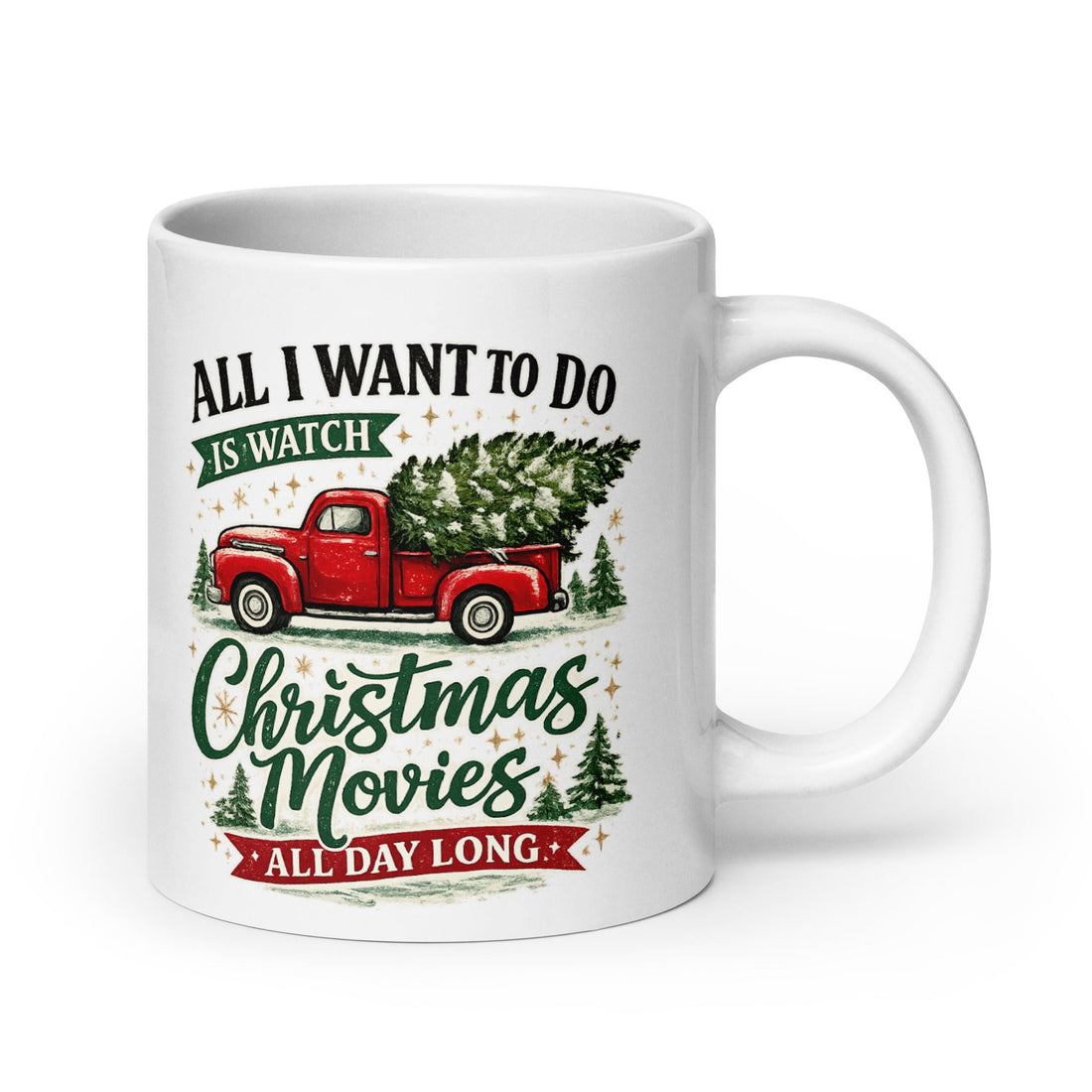 Christmas Movies All Day Long Mug | Nostalgic Red Truck Design