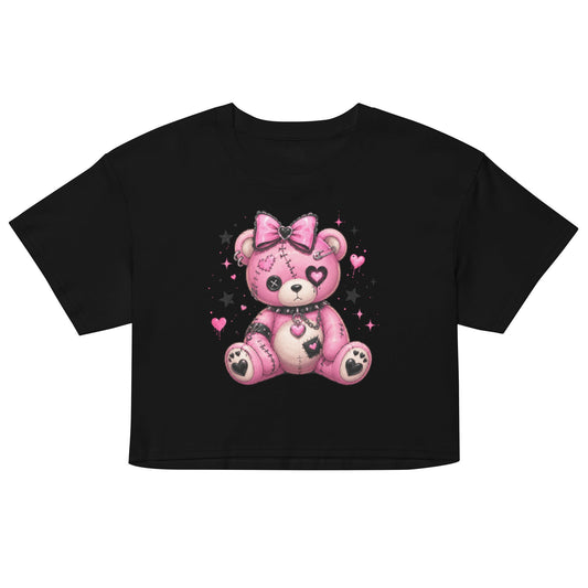 Punk Teddy Bear Women's Crop Top in Soft Combed Cotton
