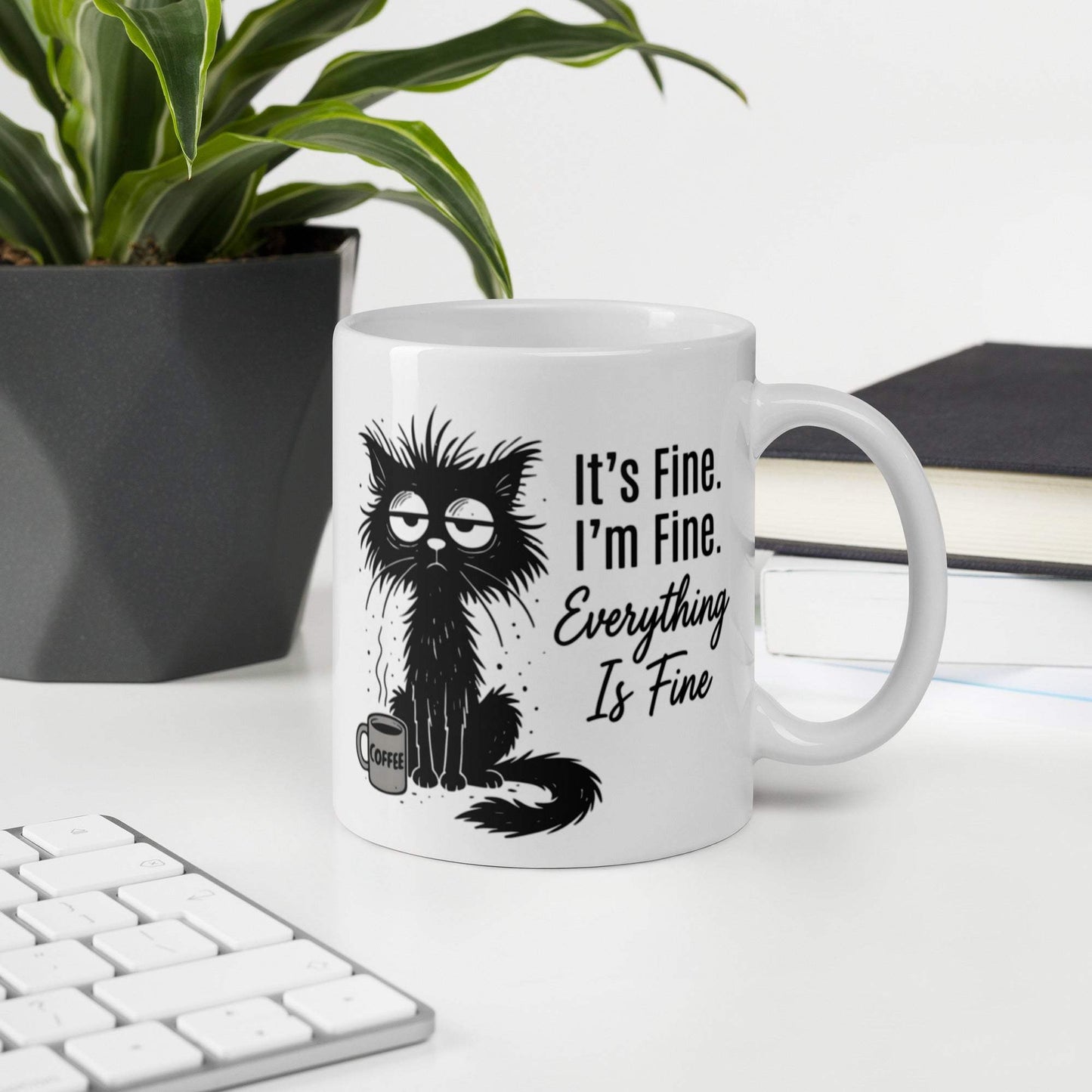 Sarcastic 'Everything Is Fine' Mug with glossy white finish and funny phrase
