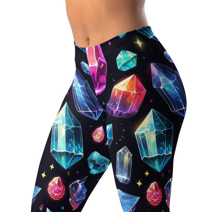 Colorful Crystal Leggings for Women | Vibrant Gemstone Print