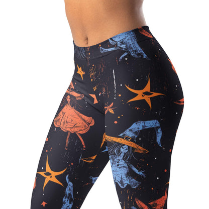 Whimsical witch print leggings, perfect for Halloween or any witchy occasion