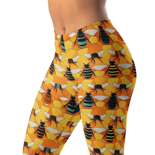Honeybee Print Leggings for Women - Stylish and comfortable stretch tights with a playful honeybee