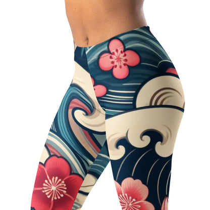 Sakura Blossom Japanese Leggings with Cherry Blossom Design
