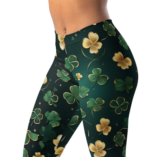 Lucky Irish Gold Clover Leggings for St. Patrick's Day