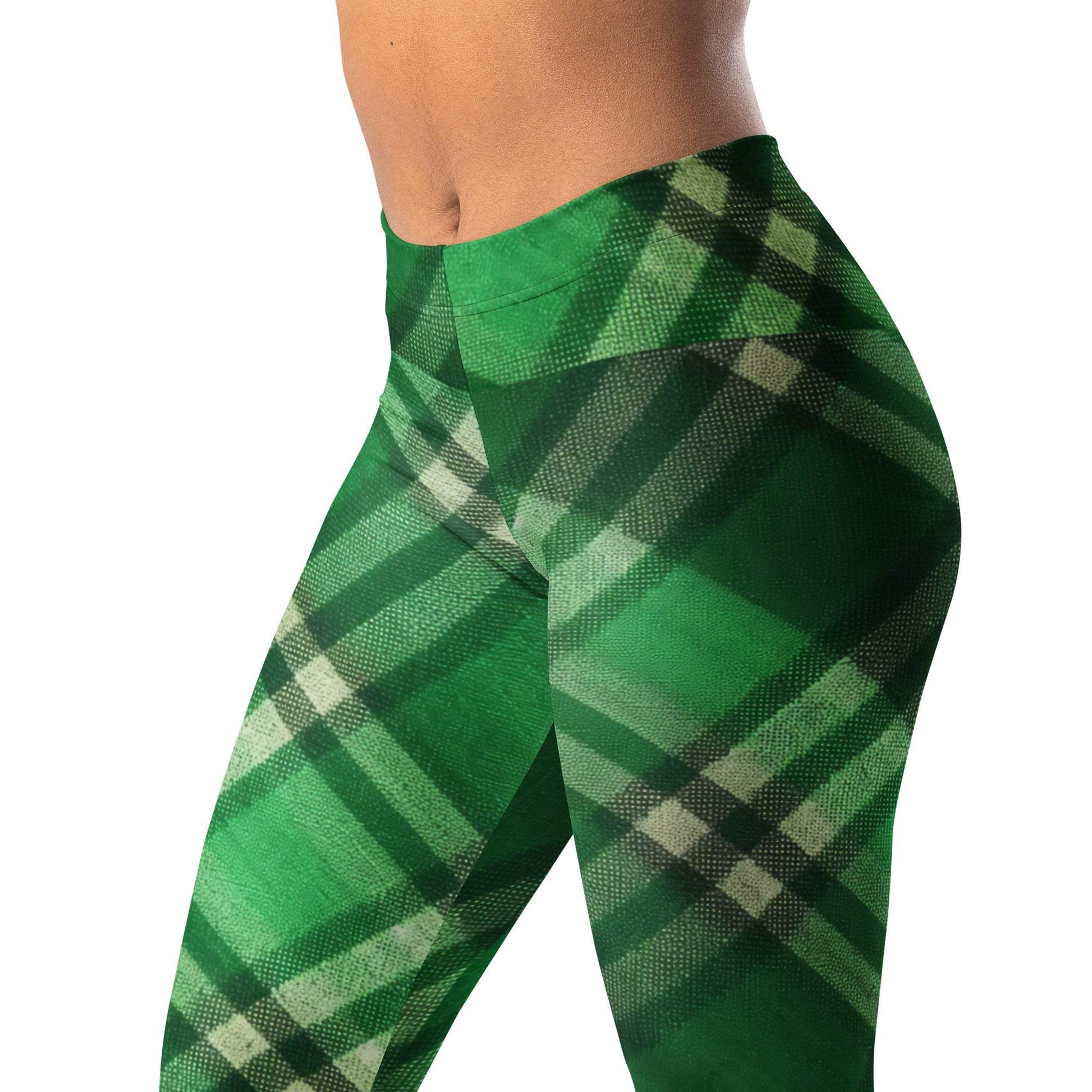 St Patrick's Day Plaid Leggings - Irish Tartan Yoga Pants