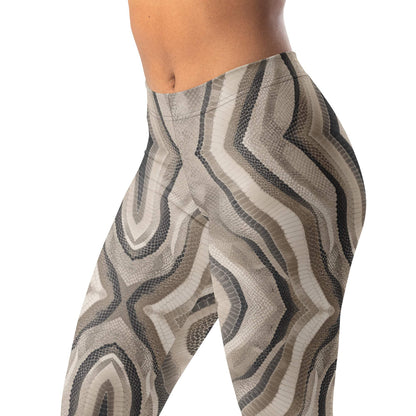 Abstract python skin leggings with bold design and four-way stretch fabric