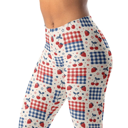 Retro USA picnic leggings for July 4th celebrations