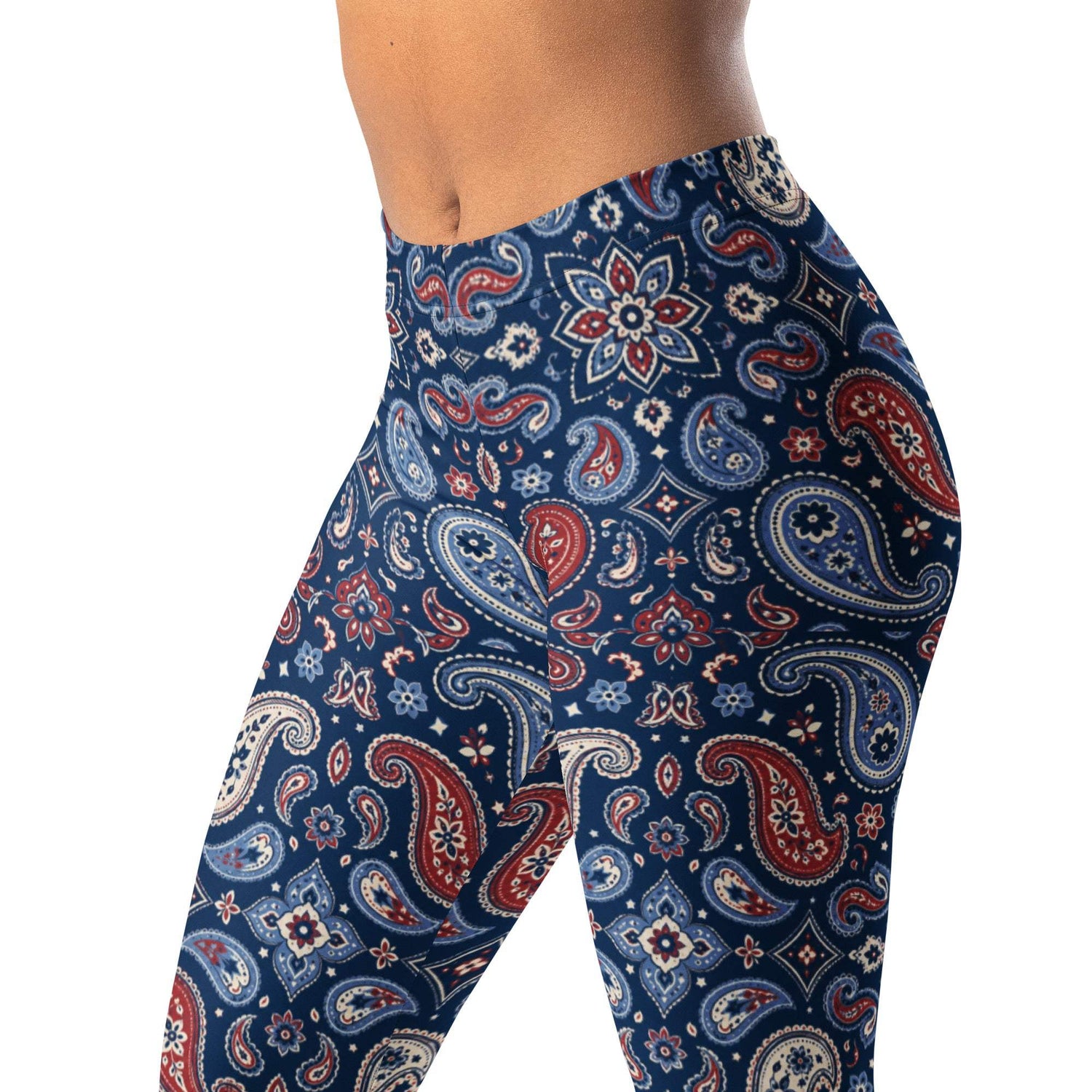 Patriotic bandana paisley leggings for July 4th celebrations